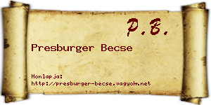 Presburger Becse névjegykártya